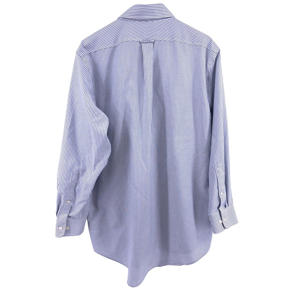 Lands End Mens Supima No Iron Oxford Shirt Blue White Stripe 17-33‎ Traditional - Picture 4 of 10